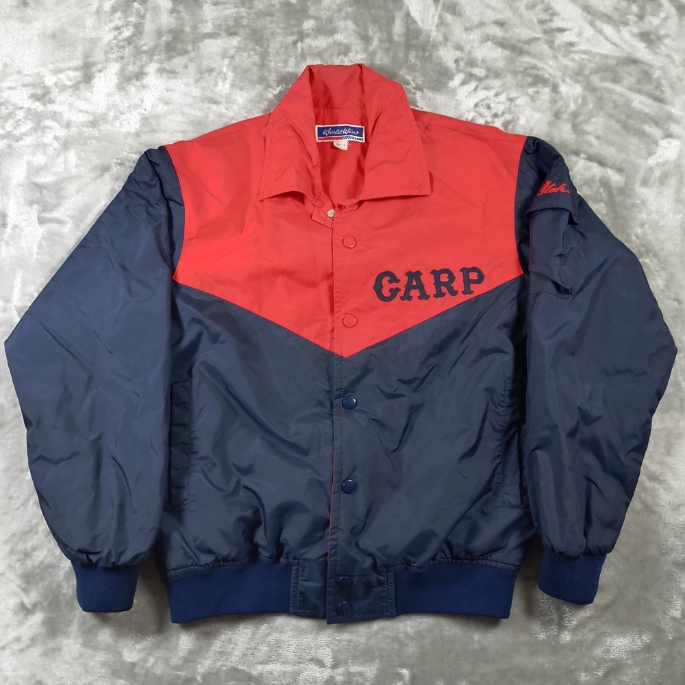 Vintage Hiroshima Toyo Carp Jacket Men Medium Red Blue Mizuno Baseball Japan 80s